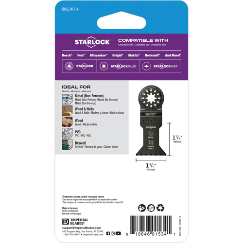 Starlock 1-3/4" Standard Metal Blade Oxymax Inc