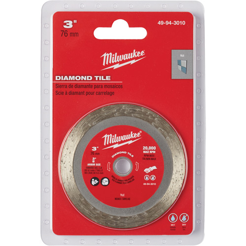 Tile Blade, 3" x 3/8" Arbor, Diamond, 20000 RPM Oxymax Inc