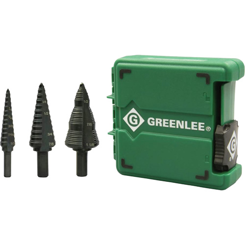 Step Bit Set, 1/8"/3/16" - 1/2"/7/8"/1-1/8"  Oxymax Inc