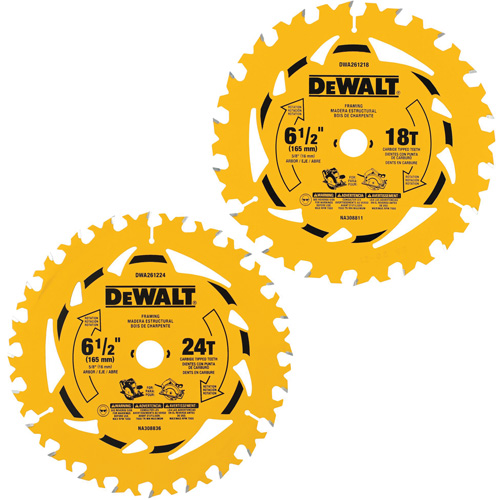 Circular Saw Blade Combo Pack, 6-1/2", 18/24 Teeth, Wood Use Oxymax Inc