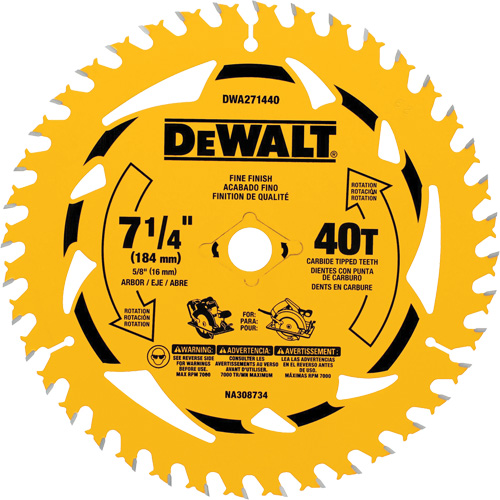 Lame de scie circulaire, 7-1/4", 40 dents, Pour Bois Oxymax Inc