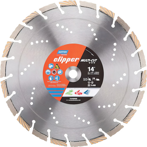 Disque diamant&eacute; Clipper Multi-Cut &agrave; segments, 14", Pour Pierre/B&eacute;ton Oxymax Inc