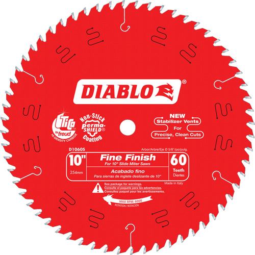 Contractor Saw Blades - Fine Finishing Saw Blades, 10", 60 Teeth, Wood Use Oxymax Inc