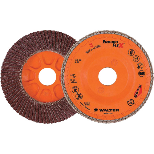 Enduro-Flex Flap Disc, 4-1/2" x 7/8", Type 27, 60 Grit, Zirconia Alumina Oxymax Inc