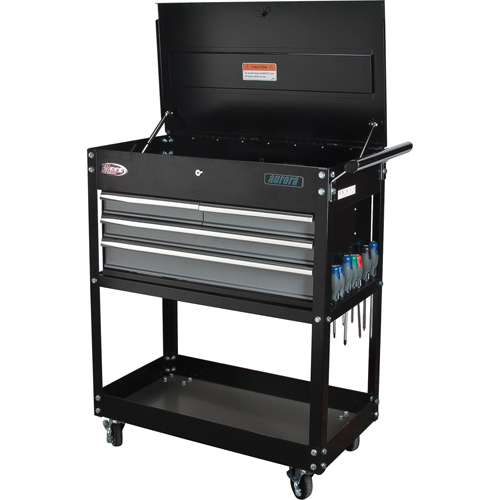 Chariot utilitaire, 4 tiroirs, 18" lo x 33" la x 39" h, Noir Oxymax Inc
