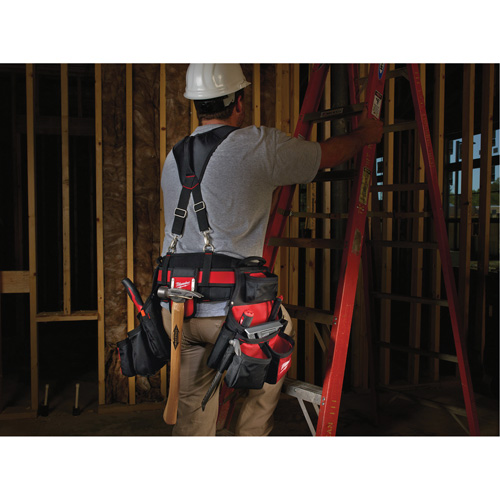 Contractor Work Belt With  Suspension Rig, Nylon, Black Oxymax Inc