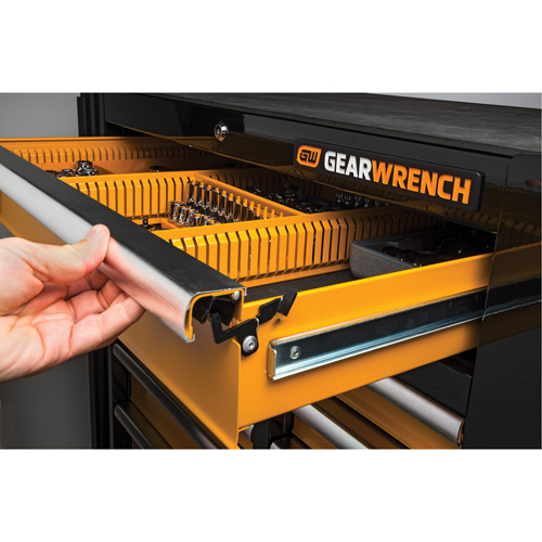 Powered Tool Cart, 11 Drawers, 42-1/2" W x 24-7/16" D x 41" H, Black/Orange Oxymax Inc