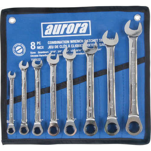 Fixed Head Wrench Set, Combination, 8 Pieces, Imperial Oxymax Inc