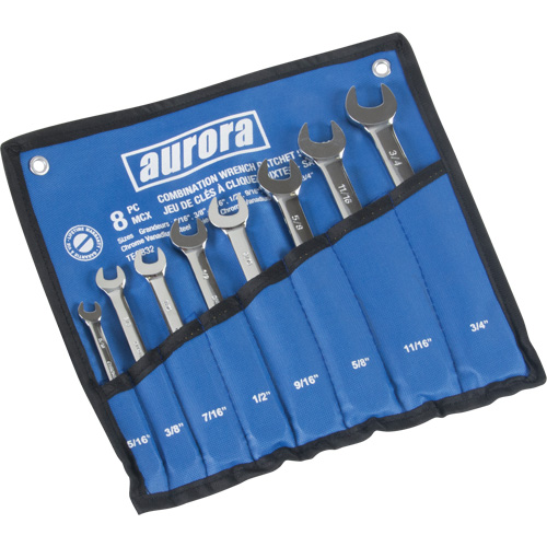 Fixed Head Wrench Set, Combination, 8 Pieces, Imperial Oxymax Inc