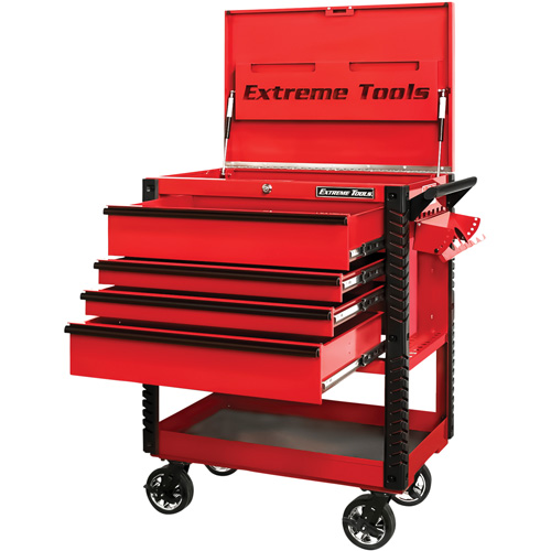 EX Deluxe Series Tool Cart, 4 Drawers, 22-7/8" L x 33" W x 44-1/4" H, Red Oxymax Inc