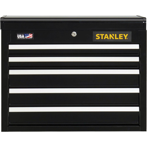 300 Series Tool Chest, 26" W, 5 Drawers, Black Oxymax Inc