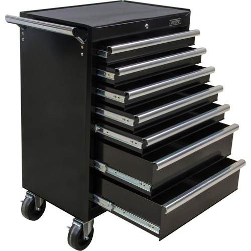 Industrial Tool Cart, 7 Drawers, 27" W x 18-3/4" D x 39" H, Black Oxymax Inc