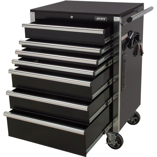 Chariot &agrave; outils &agrave; usage intensif, 7 tiroirs, 28" la x 22" p x 42-3/8" h, Noir Oxymax Inc