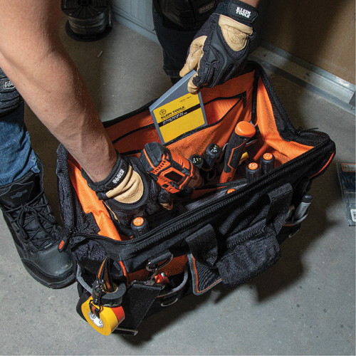 Tradesman Pro Wide-Open Tool Bag, Ballistic Nylon, 42 Pockets, Black Oxymax Inc