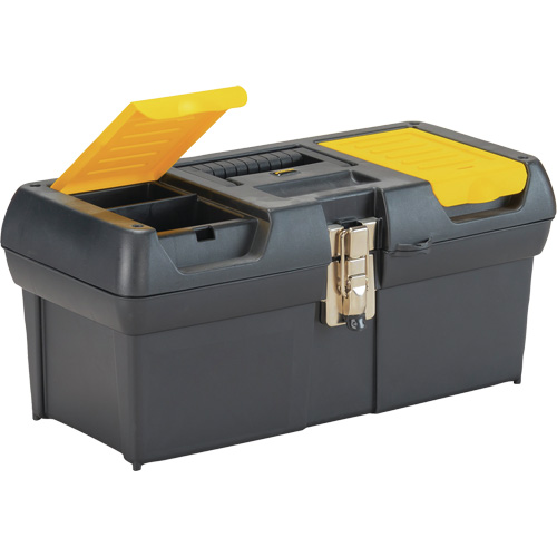 2000 Series Tool Box with Tray, 16" W x 7-1/10" D x 8-1/10" H, Black/Yellow Oxymax Inc