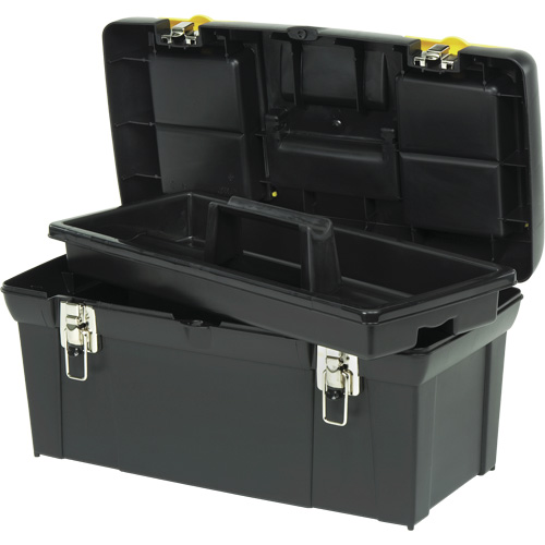 2000 Series Tool Box with Tray, 24" W x 11-1/4" D x 11" H, Black/Yellow Oxymax Inc
