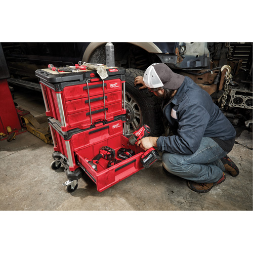 Packout 3-Drawer Tool Box, 16-1/3" x 14-1/3" x 22-1/5", Black/Red Oxymax Inc