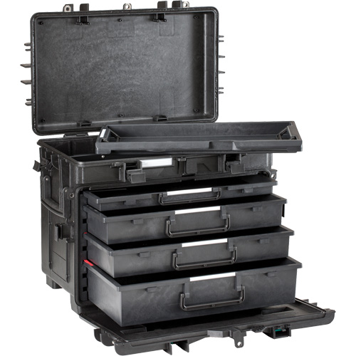 Military Mobile Tool Chest With Drawers, 4 Drawers, 22-4/5" W x 15" D x 18" H, Black Oxymax Inc