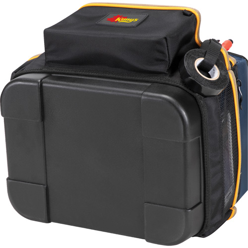Molded Base Electrical/HVAC Tool Carrier, Ballistic Polyester, 20 Pockets, Black/Blue Oxymax Inc