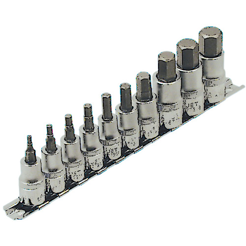 HSW3812-10 SAE Bit Socket Set, Hex, 1/2"/3/8" Drive, 10 Pcs Oxymax Inc