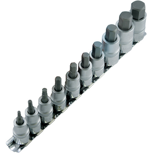 HSW3812-10M Metric Bit Socket Set, Hex, 1/2"/3/8" Drive, 10 Pcs Oxymax Inc