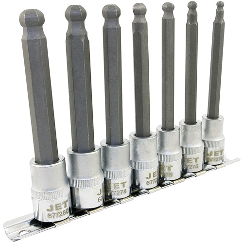 LHSW-3807M Metric 4" Long Ball Nose Socket Set, Hex Ball, 3/8" Drive, 7 Pcs Oxymax Inc