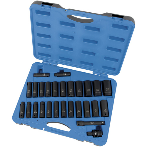 Jeu de douilles SAE/m&eacute;triques PS2712DC, 27 Mcx, Chocs, Prise de 1/2", Profond Oxymax Inc
