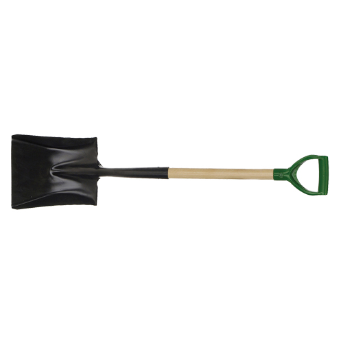 Square Point Shovel, Wood, Tempered Steel Blade, D-Grip Handle, 29" Long Oxymax Inc