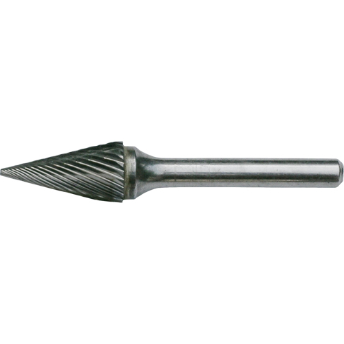 Solid Carbide Burrs - Pointed Cone Shape, SM-51, 1/4" Dia., 1/8" Shank, 1/2" Depth of Cut Oxymax Inc