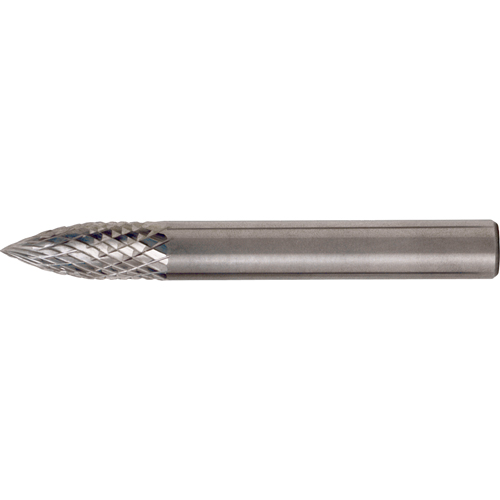 Solid Carbide Burrs - Tree Shape Pointed End, SG-6, 5/8" Dia., 1/4" Shank, 3/4" Depth of Cut Oxymax Inc