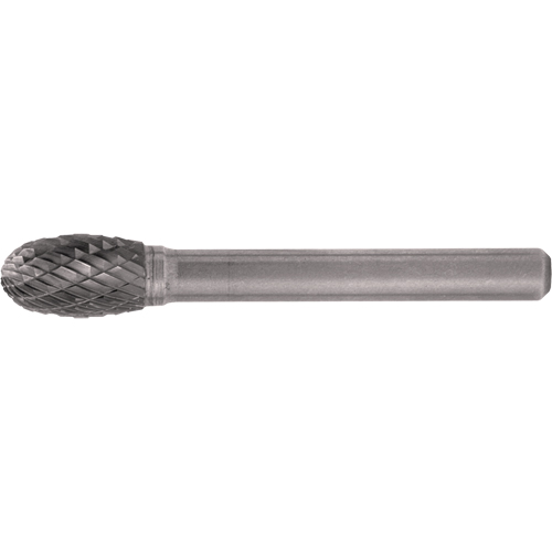 Solid Carbide Burrs - Oval Shape, SE-1, 1/4" Dia., 1/4" Shank, 3/8" Depth of Cut Oxymax Inc