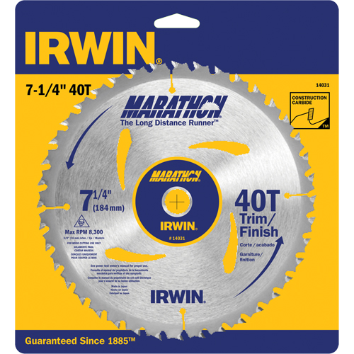 Lames de scie pour entrepreneur - Lames de scie Marathon, 7-1/4", 40 dents, Pour Bois Oxymax Inc