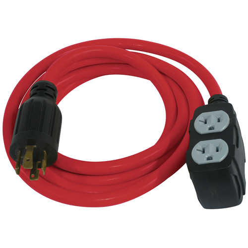 Generator Extension Cord, SJTW, 12/3 AWG, 30 A, 4 Outlet(s), 10' Oxymax Inc