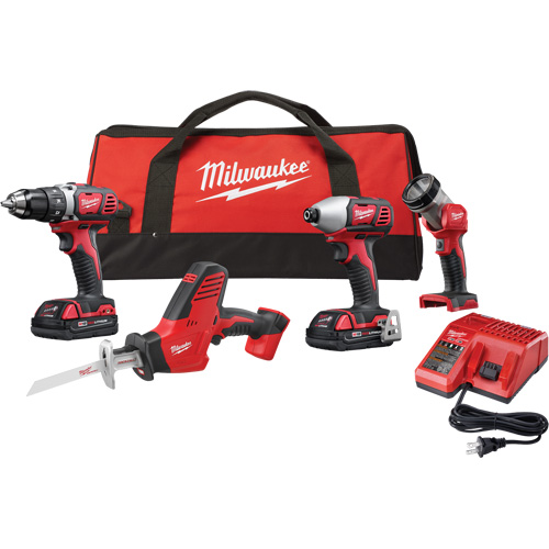 Ensemble quatre outils sans fil combin&eacute;s M18, Lithium-ion, 18 V Oxymax Inc