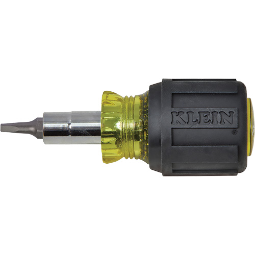 Stubby Multi-Bit Screw Driver With Sq.Recess, 3-1/5" L, Cushion Grip Handle Oxymax Inc