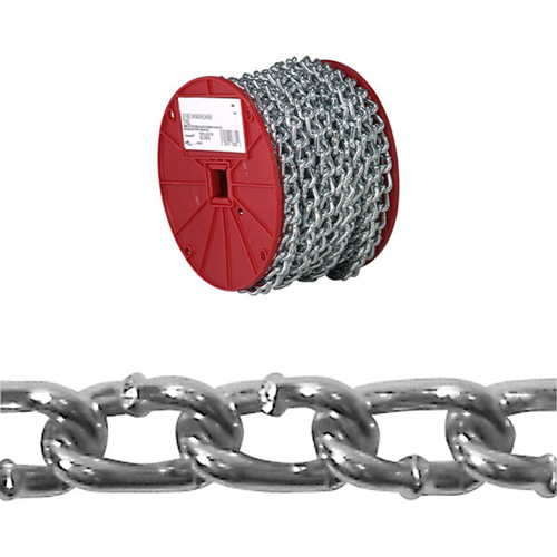 Twist Link Machine Chain, Low Carbon Steel, #2 x 125' (38.1 m) L, 310 lbs. (0.155 tons) Load Capacity Oxymax Inc