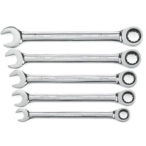 Jeu de cl&eacute;s &agrave; cliquet &agrave; 12 pans et 72 dents, Combinaison, 5 morceaux, M&eacute;trique Oxymax Inc