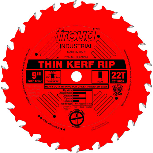TCS Industrial Saw Blade - Rip/Crosscut Thin Kerf, 9", 22 Teeth, Wood Use Oxymax Inc