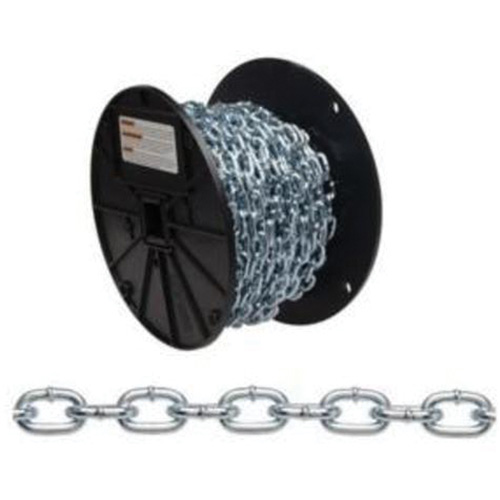 Straight Link Machine Chain, Low Carbon Steel, #4 x 100' (30.4 m) L, 215 lbs. (0.1075 tons) Load Capacity Oxymax Inc
