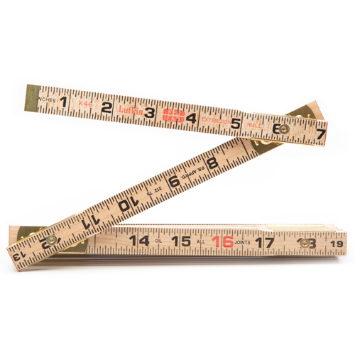 Red End&reg; Rule with Two 6" Slide Rule Extensions, 6' L, Wood, 1/16" Graduations Oxymax Inc