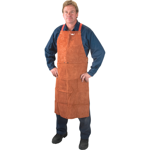 Leather Apron, Bib, 48" L, Lava Brown Oxymax Inc