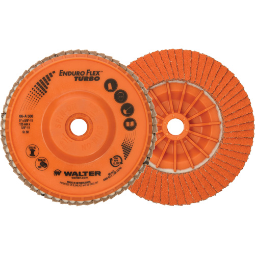 Enduro-Flex Turbo Flap Disc, 5" x 5/8"-11, Type 27S, 80 Grit, Ceramic Oxymax Inc
