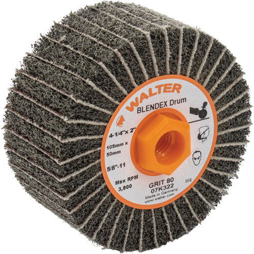 Two-In-One Finishing Drums, 4-1/4" Dia. x 2" W, 5/8"-11 Arbor, 80 Grit Oxymax Inc