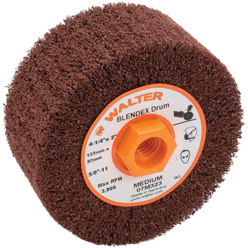 Tambour de conditionnement de surface Blendex, 4-1/4" dia. x 2" la, 5/8"-11 Arbre, Grain Moyen Oxymax Inc