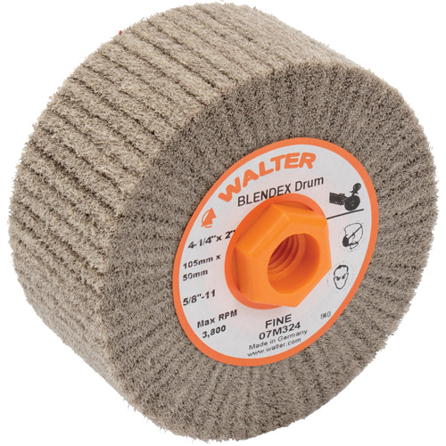 Blendex Surface Conditioning Drum, 4-1/4" Dia. x 2" W, 5/8"-11 Arbor, Fine Grit Oxymax Inc