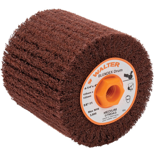 Blendex Surface Conditioning Drum, 4-1/4" Dia. x 4" W, 5/8"-11 Arbor, Medium Grit Oxymax Inc