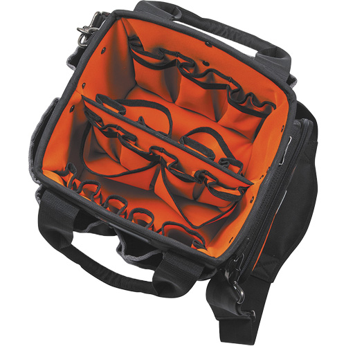Tradesman Pro Tool Tote, Ballistic Nylon, 40 Pockets, Black/Orange Oxymax Inc