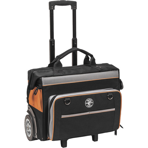 Tradesman Pro Rolling Tool Bag, Ballistic Polyester, 24 Pockets, Black/Orange Oxymax Inc