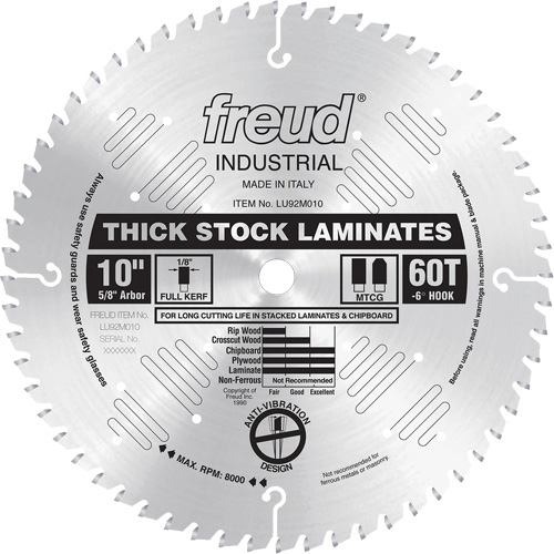 Industrial Saw Blade - Chipboard, 10", 60 Teeth, Laminate Use Oxymax Inc