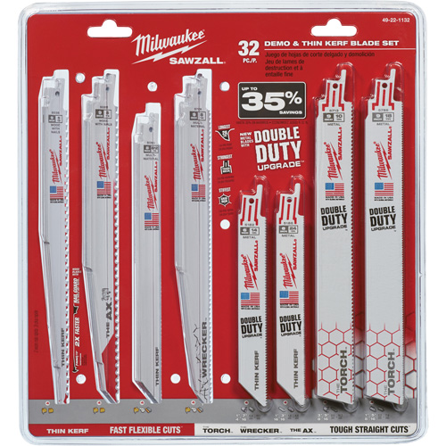 Jeu de lames de d&eacute;molition et &agrave; trait de scie &eacute;troit Sawzall Oxymax Inc